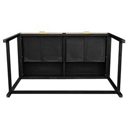 Ronaldo Coastal Beach Black Oak Wood Woven Rattan 2 Drawer Desk|