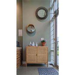 Ronaldo Coastal Beach Natural Pine Wood Woven Rattan 2 Door Sideboard|