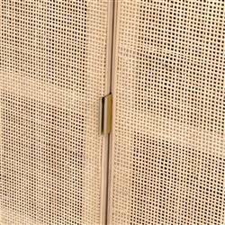 Ronaldo Coastal Beach Natural Pine Wood Woven Rattan 2 Door Sideboard|