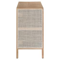 Ronaldo Coastal Beach Natural Oak Wood Woven Rattan 3 Door Sideboard|