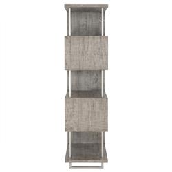 Chase Rustic Lodge Grey Pine Wood Silver Stainless Steel Frame Open Back Etagere|