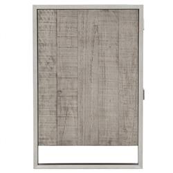 Chase Rustic Grey Pine Wood Silver Stainless Steel 2 Drawer Media Cabinet|
