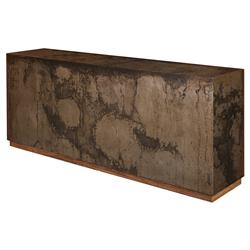 Rozalia Industrial Abstract Metal Brown Wood Rectangular Console Table|