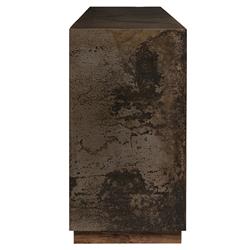 Rozalia Industrial Abstract Metal Brown Wood Rectangular Console Table|