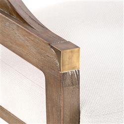 Edward Coastal White Linen Driftwood Mahogany Woven Cane Counter Stool|