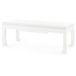 Bethany Vanilla Lacquered Linen Rectangular Coffee Table - 50"|