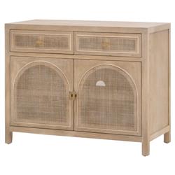 Lulu Coastal Beach Grey Oak Wood Woven Cane Panel 2 Drawer 2 Door Media Cabinet - 39"W|