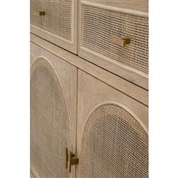Lulu Coastal Beach Grey Oak Wood Woven Cane Panel 2 Drawer 2 Door Media Cabinet - 39"W|