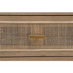 Lulu Coastal Beach Grey Oak Wood Woven Cane Panel 2 Drawer 2 Door Media Cabinet - 39"W|