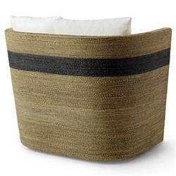 Palecek Fritz Coastal Beach White Performance Natural Rope Swivel Barrel Chair|