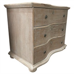 Arom French Country Brown Birch Wood 3 Drawer Bachelor Chest Dresser|