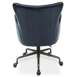 Alexander Rustic Blue Upholstered Leather Metal Nailhead Trim Swivel Office Chair|