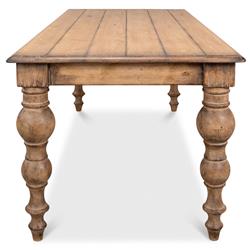Ethan French Country Natural Reclaimed Pine Wood Rectangular Dining Table - 84"W|
