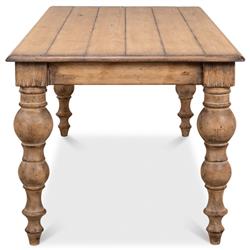 Ethan French Country Natural Reclaimed Pine Wood Rectangular Dining Table - 84"W|