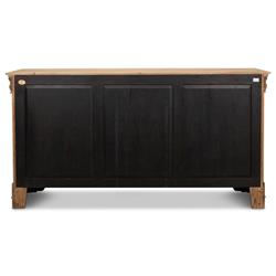 Cole Rustic Lodge Brown Walnut Wood 3 Door Buffet Sideboard|
