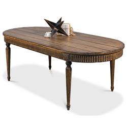 Clark French Country Brown Pine Wood Oval Dining Table - 89"W|