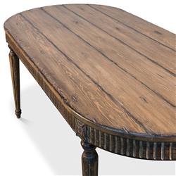 Clark French Country Brown Pine Wood Oval Dining Table - 89"W|
