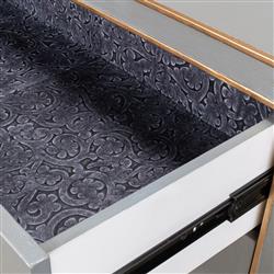 Levi Mid Century Modern Grey Shagreen Leather Brass Accent 8 Drawer Double Dresser|