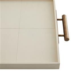 Maxwell Modern Classic Brass Handle Beige Leather Decorative Tray|