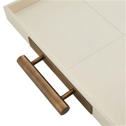 Maxwell Modern Classic Brass Handle Beige Leather Decorative Tray|