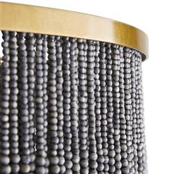 Baja Coastal Dark Grey Coco Wood Beads Antique Brass Iron Chandelier|