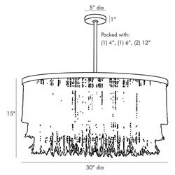 Baja Coastal Dark Grey Coco Wood Beads Antique Brass Iron Chandelier|