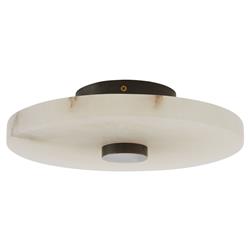 Moers Industrial Loft White Alabaster Bronze Iron Semi Flush Mount|