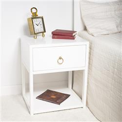 Allura Modern Classic White Wood Side End Table|