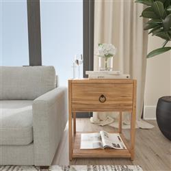 Allura Modern Classic Natural Brown Wood Side End Table|