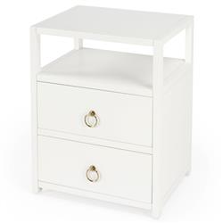 Allura Modern Classic White Wood Nightstand|