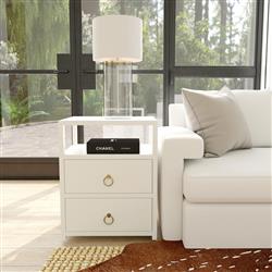 Allura Modern Classic White Wood Nightstand|