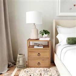 Allura Modern Classic Natural Brown Wood Nightstand|