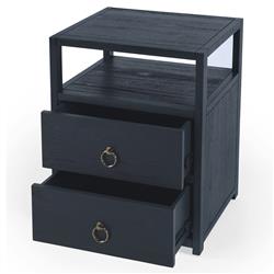 Allura Modern Classic Blue Wood Nightstand|