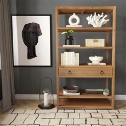 Allura Modern Classic Natural Brown Wood Bookcase|