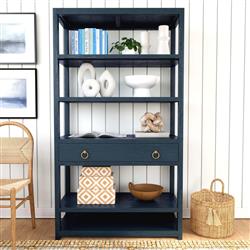 Allura Modern Classic Blue Wood Bookcase|