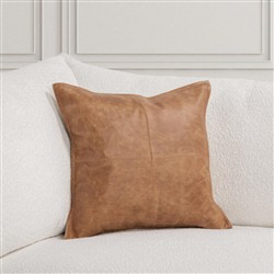 Selene Modern Classic Chestnut Brown Leather Throw Pillow - 22x22|