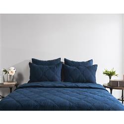 Casen Modern Classic Midnight Blue Linen Quilt - Queen|