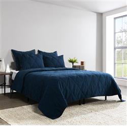 Casen Modern Classic Midnight Blue Linen Quilt - Queen|
