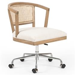 Alek Modern White Performance Upholstered Seat Cane Brown Wood Office Chair|