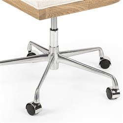 Alek Modern White Performance Upholstered Seat Cane Brown Wood Office Chair|