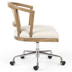 Alek Modern White Performance Upholstered Seat Cane Brown Wood Office Chair|
