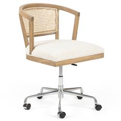 Alek Modern White Performance Upholstered Seat Cane Brown Wood Office Chair|