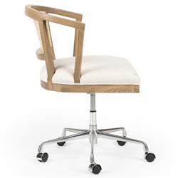 Alek Modern White Performance Upholstered Seat Cane Brown Wood Office Chair|
