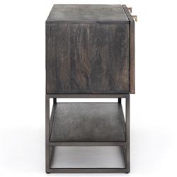 Madison Mid Century Brown Mango Wood Black Iron 4 Door Media Cabinet - 56"W|