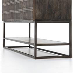 Madison Mid Century Brown Mango Wood Black Iron 4 Door Media Cabinet - 56"W|