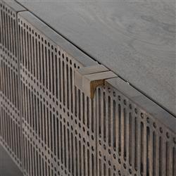 Madison Mid Century Brown Mango Wood Black Iron 4 Door Media Cabinet - 56"W|