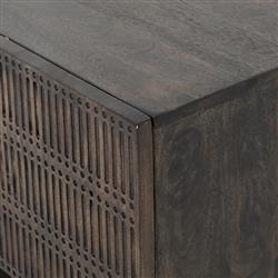 Madison Mid Century Brown Mango Wood Black Iron 4 Door Media Cabinet - 56"W|