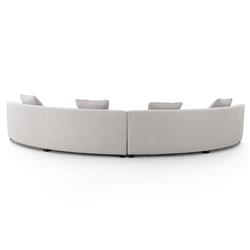 Zoe Modern Light Grey Performance Boucle Black Wood 2 Piece Curved Sectional - 176"Wx67"D|