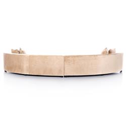 Zoe Modern Beige Upholstered Black Birch Wood 2 Piece Curved Sectional - 176"Wx67"D|