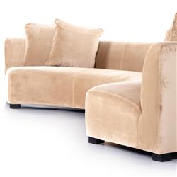 Zoe Modern Beige Upholstered Black Birch Wood 2 Piece Curved Sectional - 176"Wx67"D|